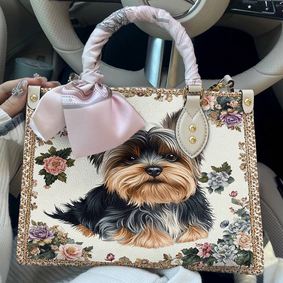 Leather Bag Royal Yorkie Bloom