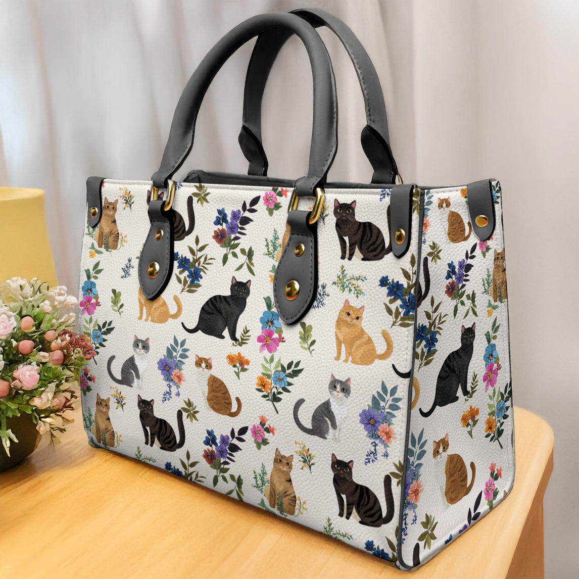 Cat Leather Bag Floral Gentle