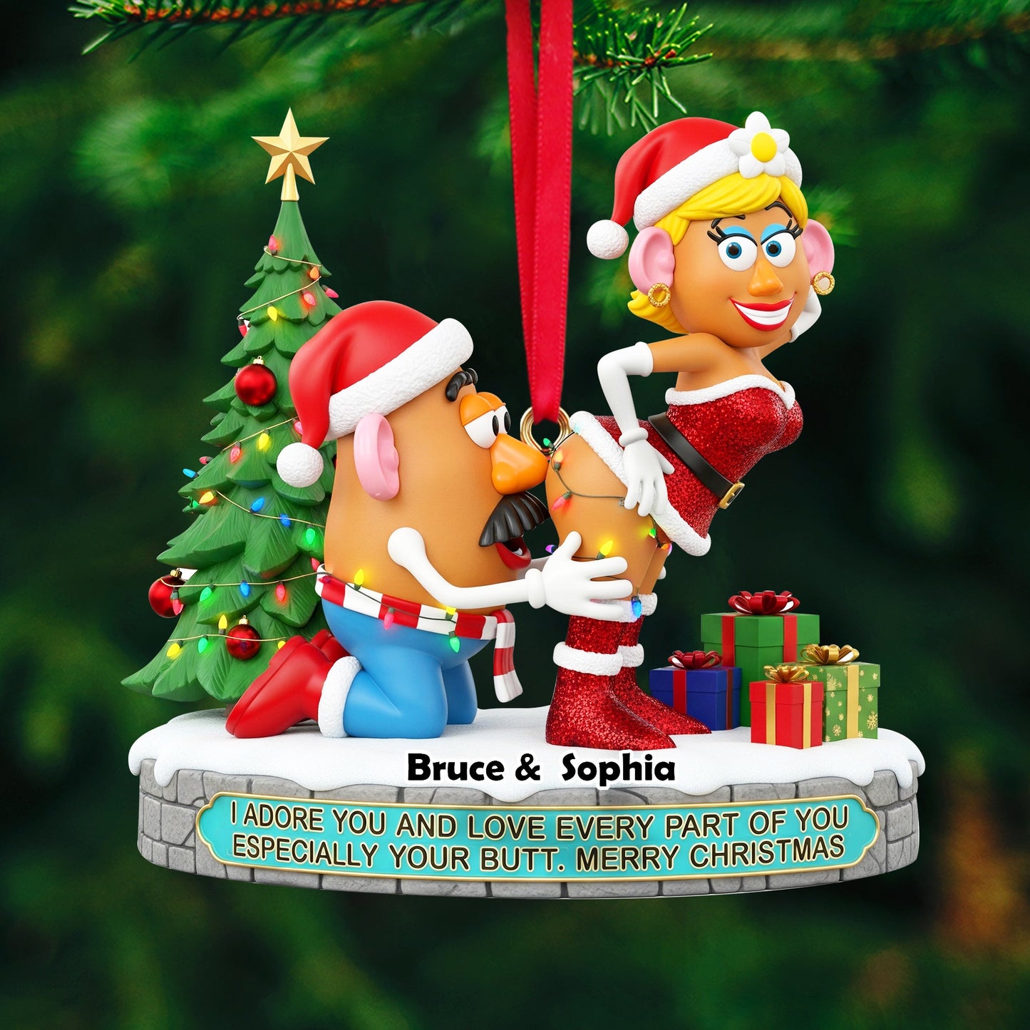 Playful Animated Ornament - Personalized Gifts For Couple