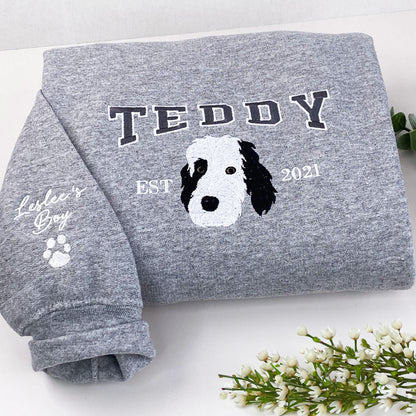 Personalized Dog Sweatshirt, Custom Dog Embroidered Sweatshirt, Cat Hoodie, Dog Hoodie, Unique Gifts for Pet Loss, Pet Memorial Gift