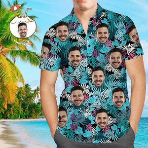 Custom Face Hawaiian Shirt Colorful Leaves Personaalized Hawaiian Shirts