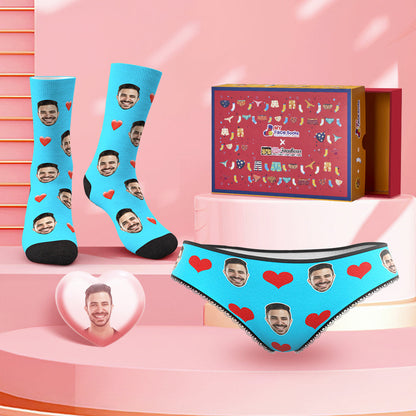 Custom Face Panties And Socks Set For Her Love Heart Co-Branding Set