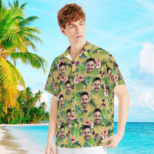 Custom Face Shirt with Text Men's Hawaiian Shirt Fashion Apparel