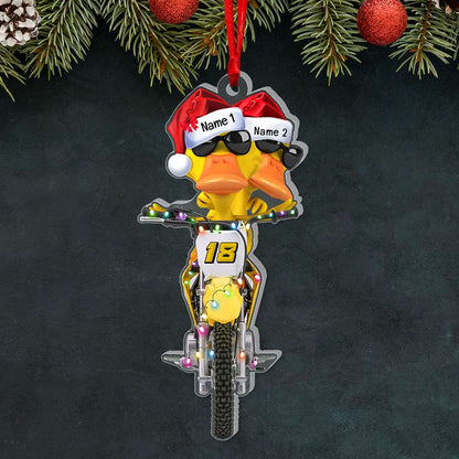 Gift For Motocross Lovers, Personalized Ornament, Motocross Duck Ornament, Christmas Gift