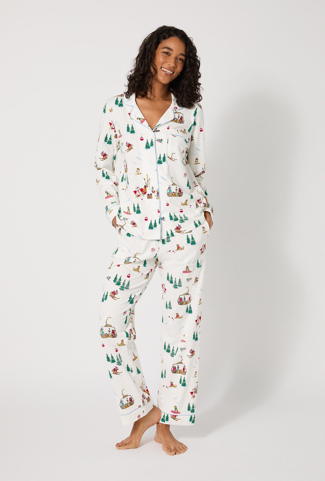 Ski Pups Long Sleeve Classic Stretch Jersey Pj Set