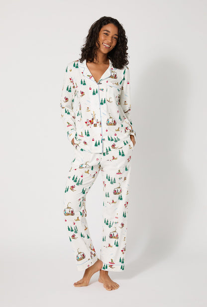 Ski Pups Long Sleeve Classic Stretch Jersey Pj Set