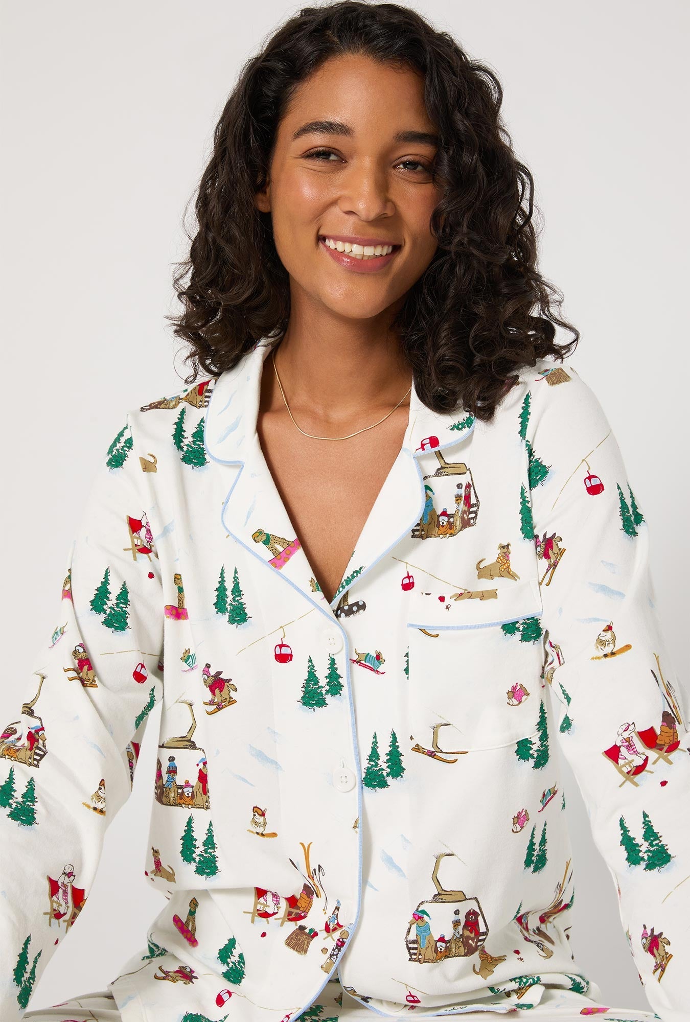 Ski Pups Long Sleeve Classic Stretch Jersey Pj Set
