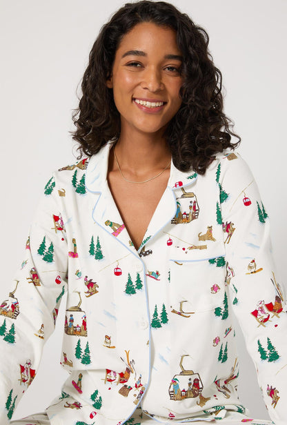 Ski Pups Long Sleeve Classic Stretch Jersey Pj Set