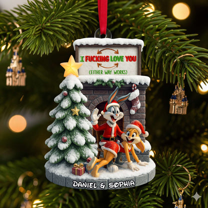 Playful Cartoon Couple Ornament - Personalized Christmas Gifts For Couple