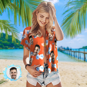 Custom Photo Hawaiian Shirt Beach Vacation Couple Wears Popular All Over Print Hawaiian Beach Shirt Holiday Gift