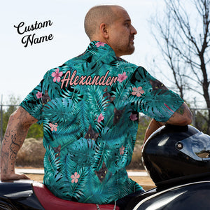 Custom Face Shirt with Text Men's Hawaiian Shirt Black Cat