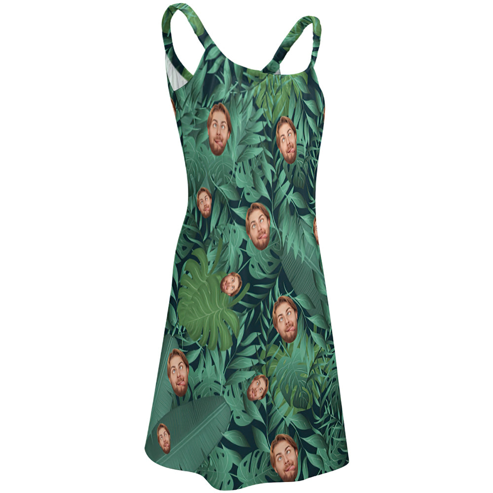 Custom Face Beach Sling Skirt Women Summer Long Skirt Sexy Seaside Vacation Dress Cool leaves