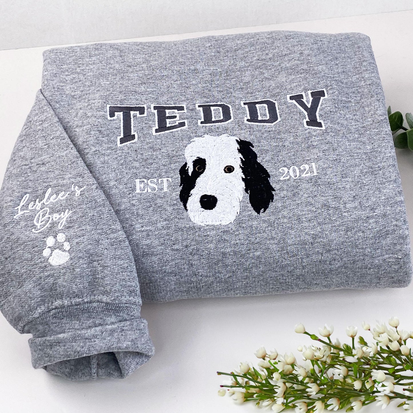 Personalized Dog Sweatshirt, Custom Dog Embroidered Sweatshirt, Cat Hoodie, Dog Hoodie, Unique Gifts for Pet Loss, Pet Memorial Gift