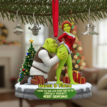 Cheeky Kisses Couple Ornament - Personalized Christmas Gifts For Couple