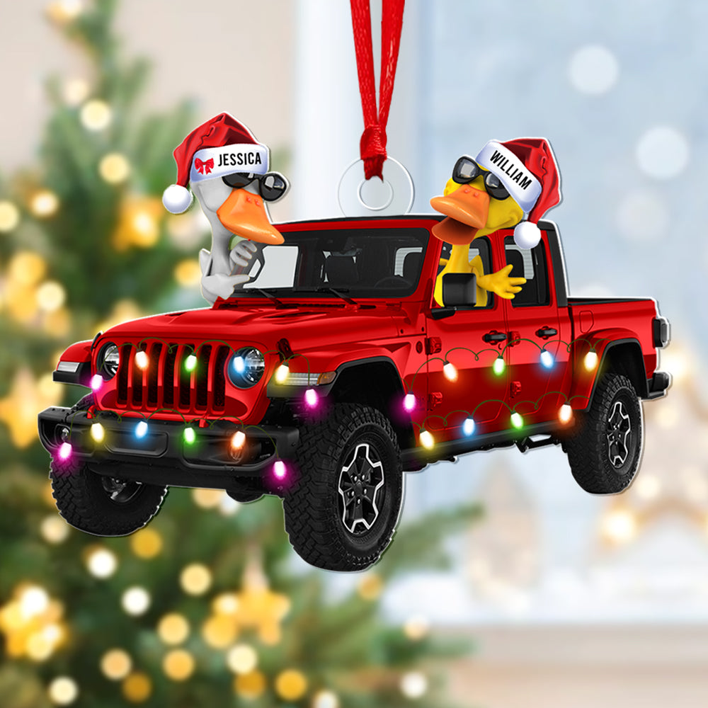 Personalized Gifts For Off-road Lovers, Christmas Ornament Duck Couple