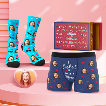 Shorts Boxer Aghaidh an Chustaim Agus Soc Set Is Socraigh Comhbhrandáil Bronntanais do Lá Fhéile Vailintín é