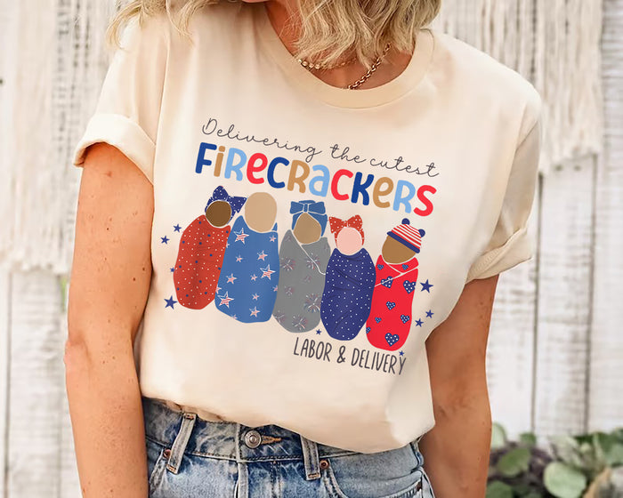 4th of July Labor and Delivery Fourth of July L D T-Shirt Retro Independence Day Labor Nurse T Shirt Patriotic L and D Nursing Gift Tee