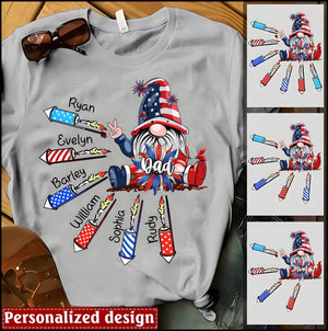 4th of July Mimi T Shirt, Custom Grandma Shirt with Kids names shirt, Patriotic 4th of July Firecrackers Tee Shirt for Independence Day