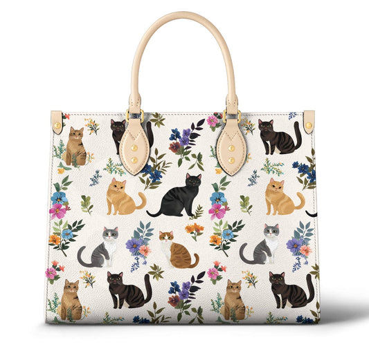 Cat Leather Bag Floral Gentle