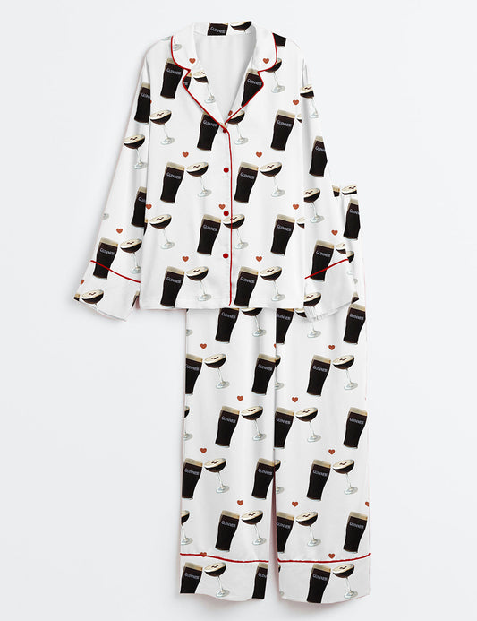 Women’s Guinness And Espresso Martini Long Sleeve Satin Pajama Set