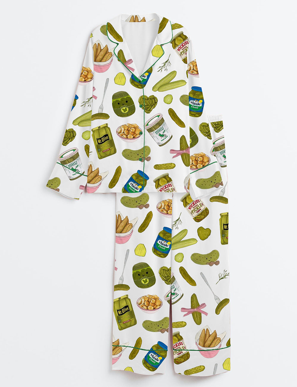 Women’s Pickles Lover Long Sleeve Satin Pajama Set
