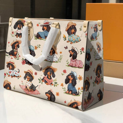 Dachshund Leather Bag Picnic Doxies