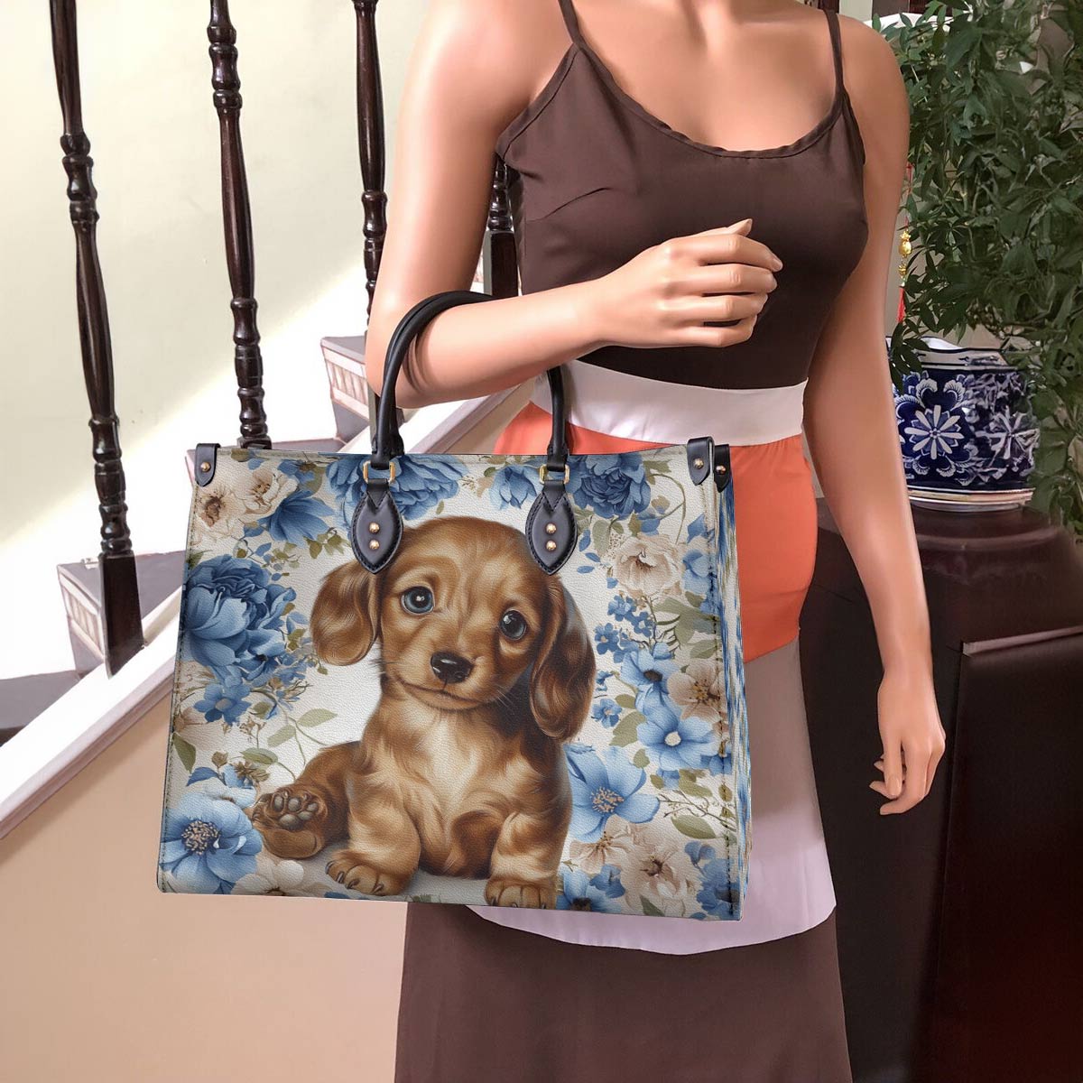 Dachshund Leather Bag Cute Woof In Bloom