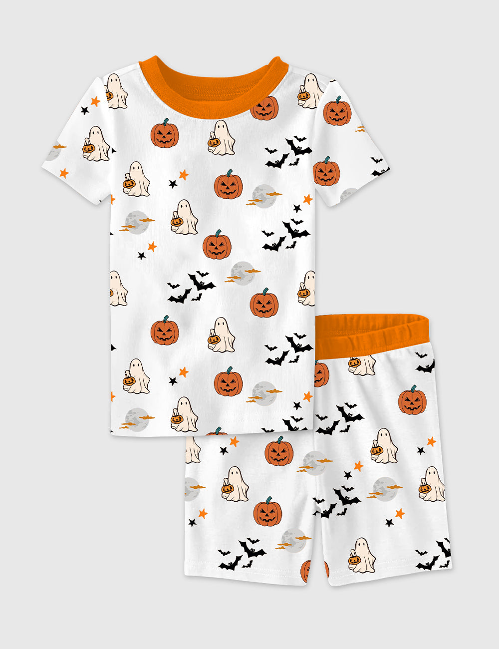 Kid's Spirit Halloween Pumpkin Boo Short Sleeve Pajama Set