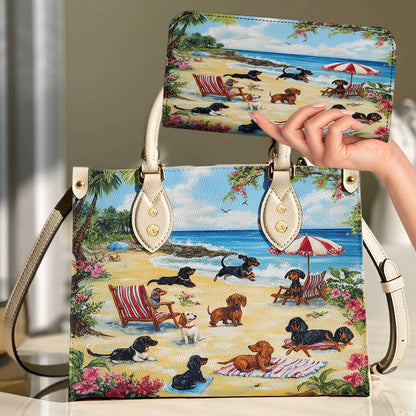 Leather Bag Dachshund Beach Party