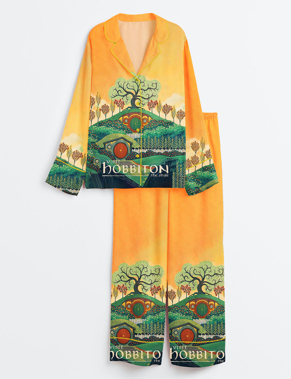 Women’s  Lords Of The Rings The Shire Long Sleeve Satin Pajama Set
