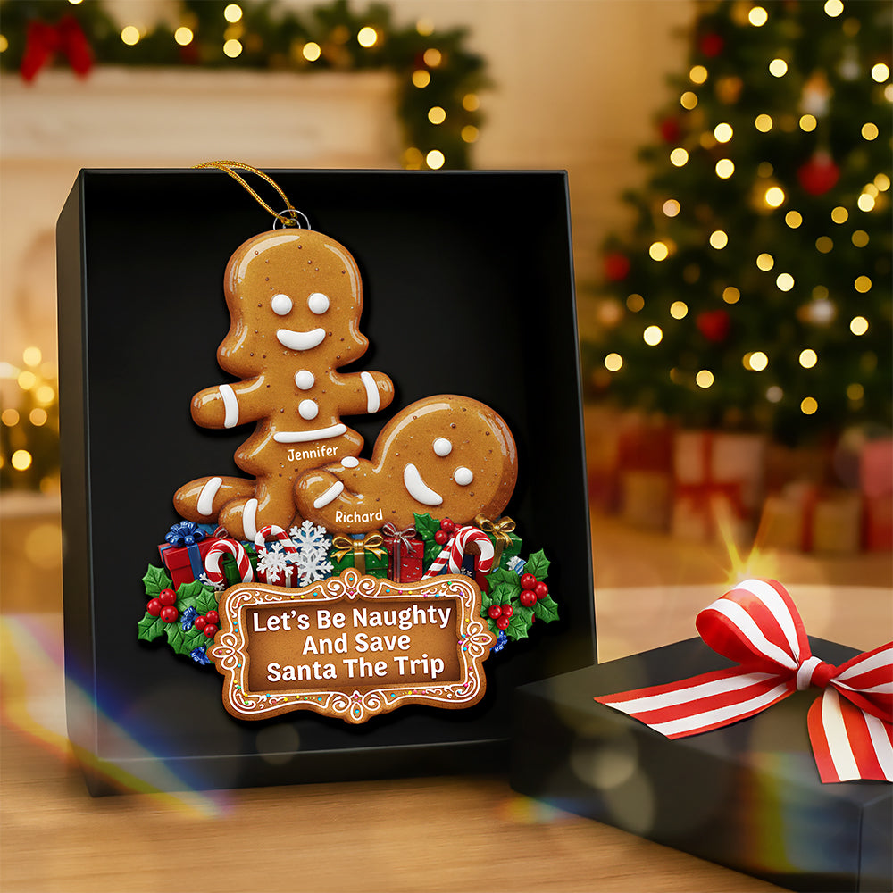 Naughty Gingerbread Couple Christmas Ornament - Personalized Gifts For Couple