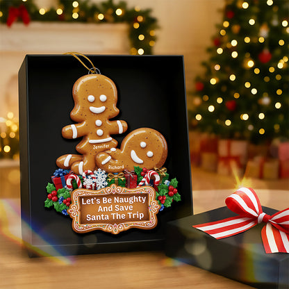 Naughty Gingerbread Couple Christmas Ornament - Personalized Gifts For Couple