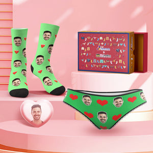 Custom Face Panties And Socks Set For Her Love Heart Co-Branding Set