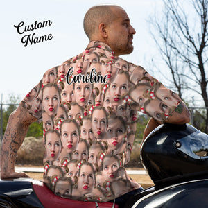 Custom Face Shirt with Name Men's Hawaiian Shirt Face Mash