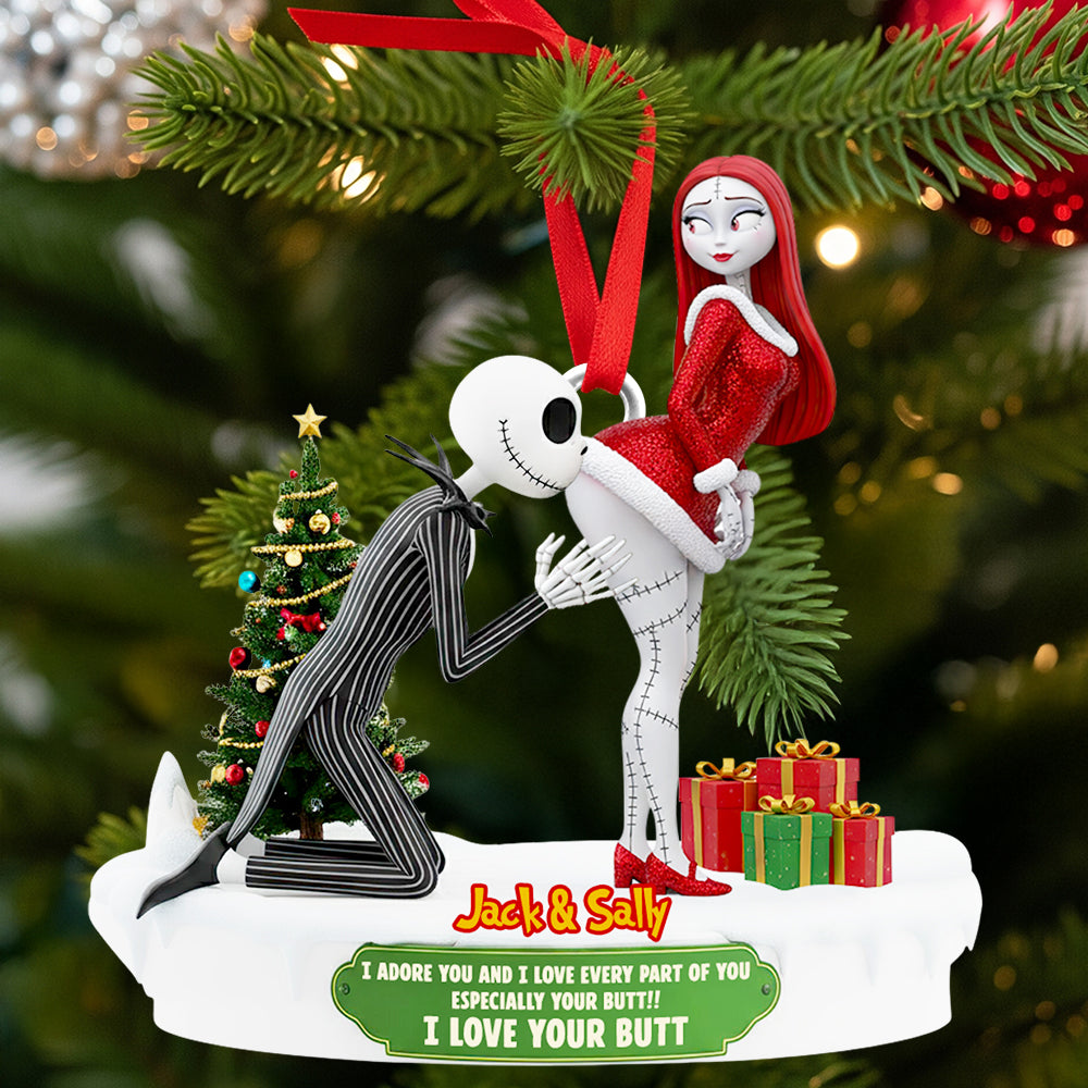 Naughty Skeleton Couple Christmas Ornament - Personalized Gifts For Couple