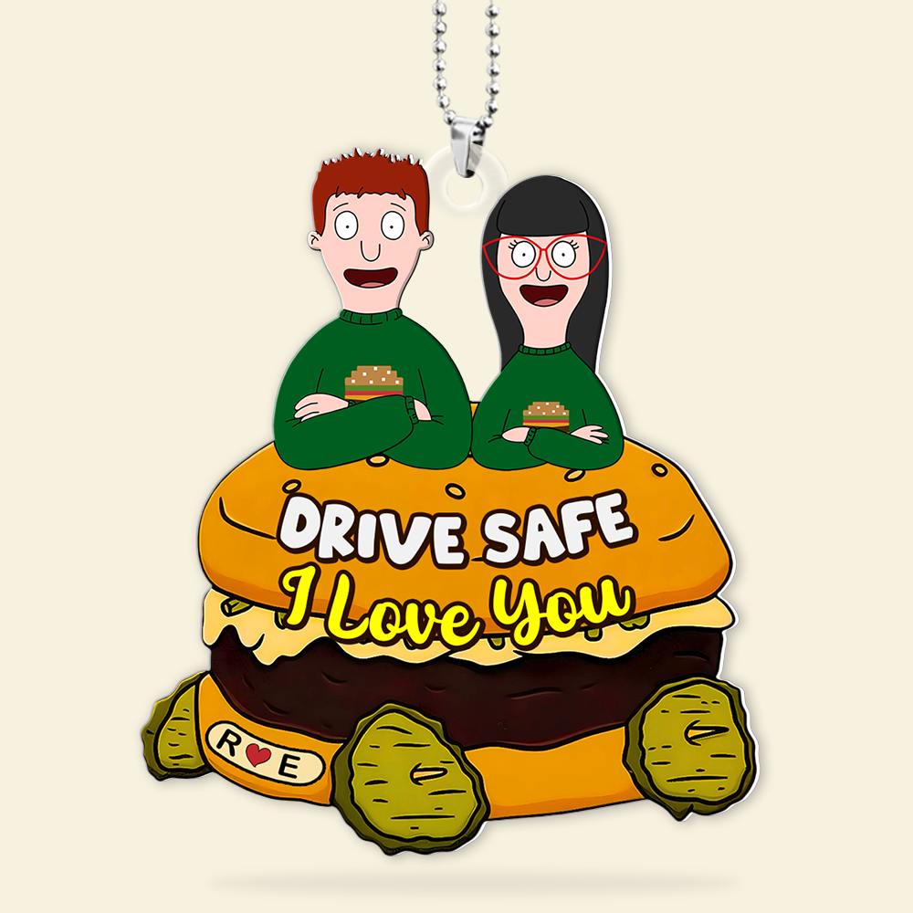 Funny Burger Couple Ornament - Personalized Christmas Car Ornament