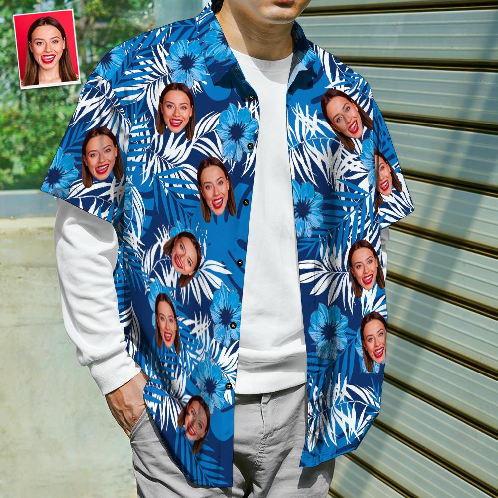 Léine Aghaidh an Chustaim le Léine Haváíais na bhFear Téacs do Bhuachaill nó Fear céile