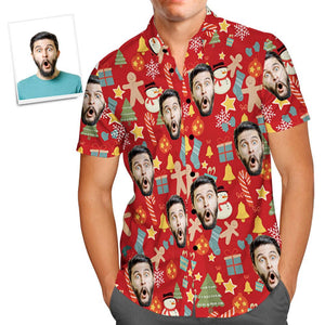 Custom Face Shirt Personalized Photo Men's Hawaiian Shirt Christmas Surprise Gift - Merry Christmas