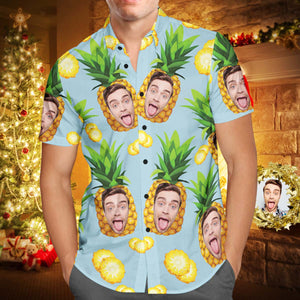 Custom Face Shirt Men's Hawaiian Shirt Big Pineapple