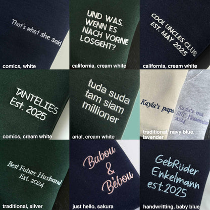 Custom Embroidered Sweatshirt, Personalized gift, Custom text on left chest, Personalised sweatshirt, Oversized unisex crewneck sweatshirt