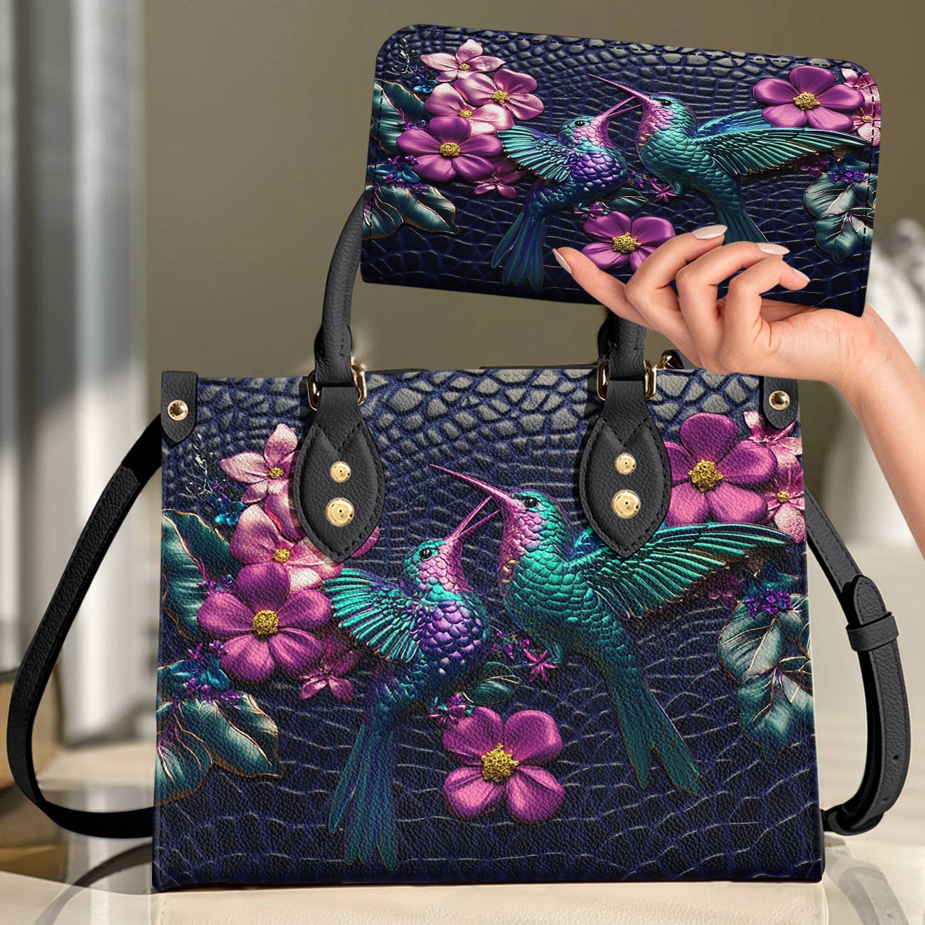 Hummingbird Leather Bag Violet Song