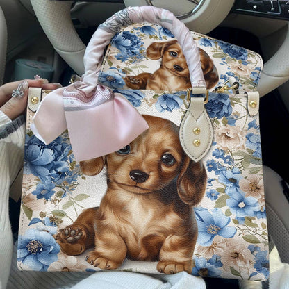 Dachshund Leather Bag Cute Woof In Bloom