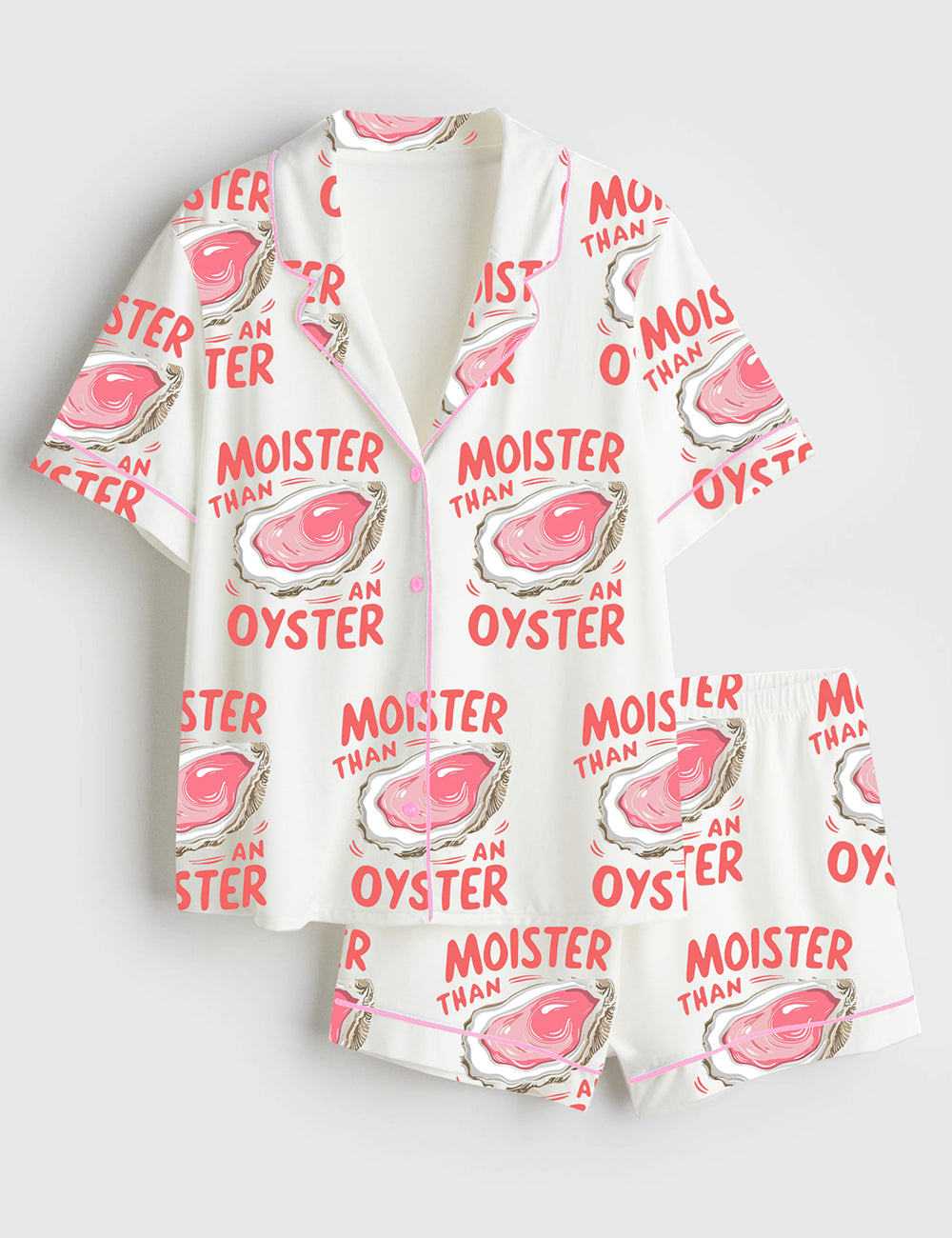 Women’s Moister Than An Oyster Short Sleeve Satin Pajama Set