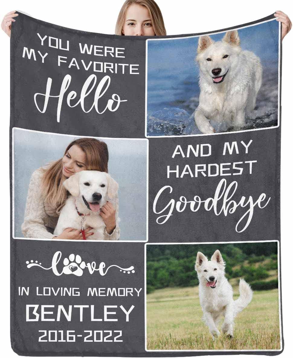 Artsadd Personalized Blanket with Picture in Memory of Dog Custom Photo Blanket Memorial Pet Loss Sympathy Gift, Christmas Gift, Blanket For Gift