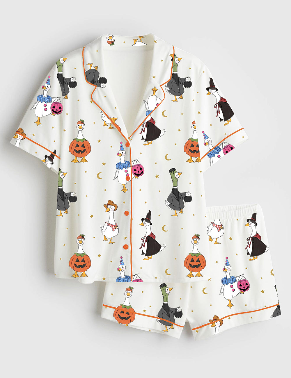 Women’s Halloween Goose Short Sleeve Satin Pajama Set