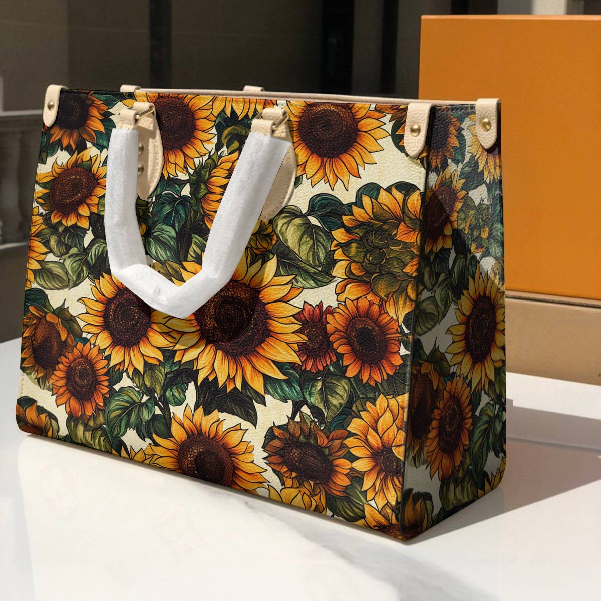 Leather Bag Vintage Sunflower