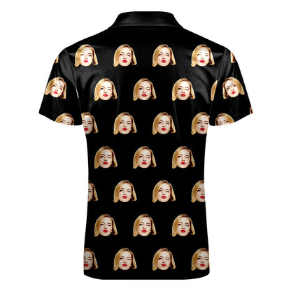Custom Face Polo Shirt with Zipper Men's Polo Shirt for Him
