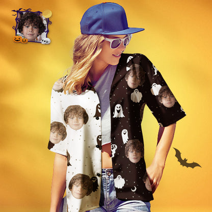 Aghaidh an Chustaim Meaitseáil Teaghlaigh haváís outfit Oíche Shamhna Priontáil Dhá Tone Shirt Bronntanais don Teaghlach