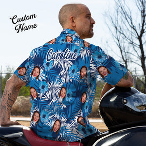 Custom Face Shirt with Text Men's Hawaiian Shirt for Boyfriend or Husband