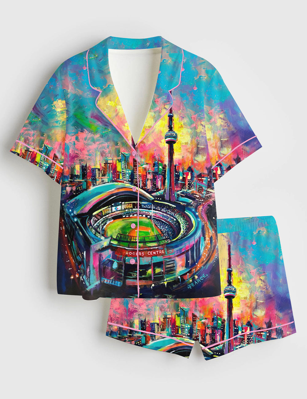 Women’s Go Jays Go Toronto Baseball World Series Short Sleeve Satin Pajama Set